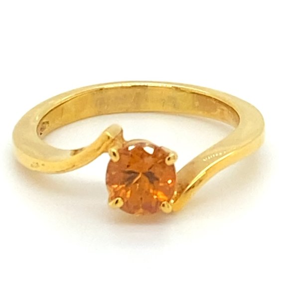 Hessonite 1.18ct Solid 18K Yellow Gold Ring